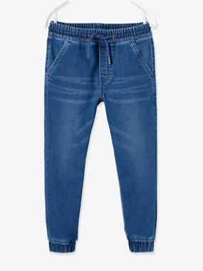 -Denim-Effect Fleece Joggers, Easy to Put On, for Boys