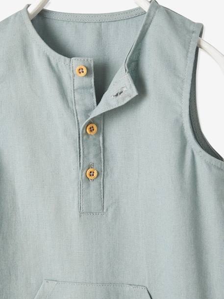 Linen & Cotton Jumpsuit, for Baby Boys Green - vertbaudet enfant 