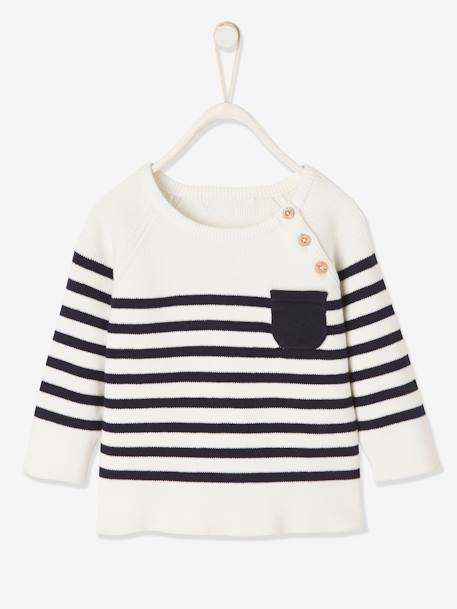 Sailor-Type Jumper for Babies White Stripes - vertbaudet enfant 