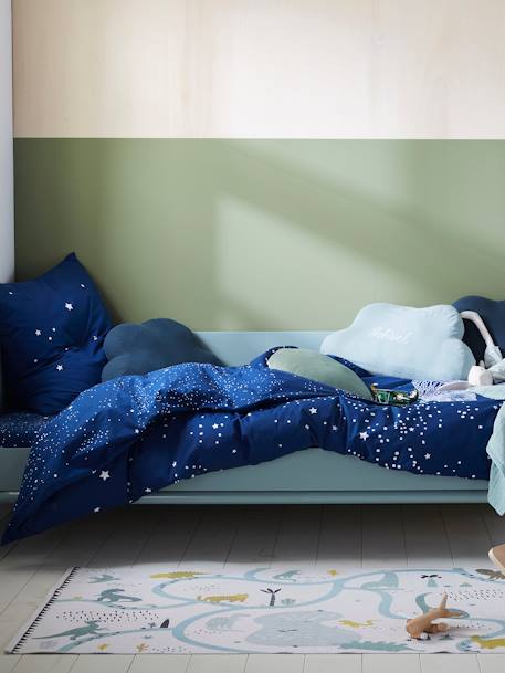 Duvet Cover + Pillowcase Set for Children, Glow-in-the-Dark Details, POLAR BEAR Dark Blue - vertbaudet enfant 