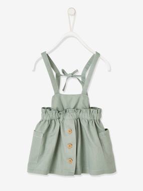Dungaree Dress in Fabric, for Babies  - vertbaudet enfant