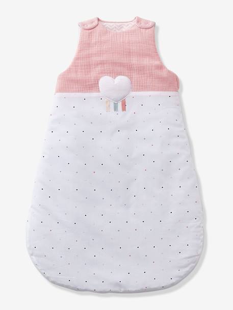 Sleeveless Baby Sleep Bag, LOVE LANGE Theme Light Pink - vertbaudet enfant 