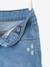 Cropped Denim Trousers with Embroidered Flowers, for Girls Light Denim Blue - vertbaudet enfant 