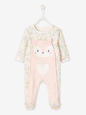 Baby-Pyjamas & Sleepsuits-Fleece Sleepsuit with Press Studs on the Front, for Newborn Babies