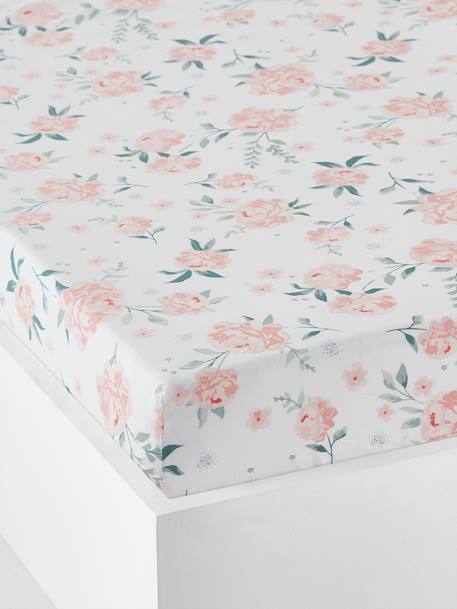 Drap-housse bébé EAU DE ROSE écru / rose - vertbaudet enfant 