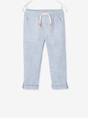 Garçon-Pantalon-Pantalon léger retroussable en pantacourt aspect lin tissé garçon