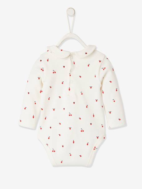 Long Sleeve Bodysuit with Peter Pan Collar for Babies White/Print - vertbaudet enfant 