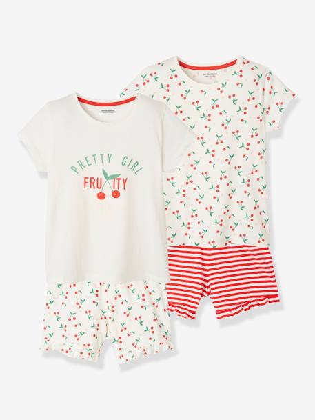 Lot de 2 pyjashorts fille cerise lot ivoire - vertbaudet enfant 