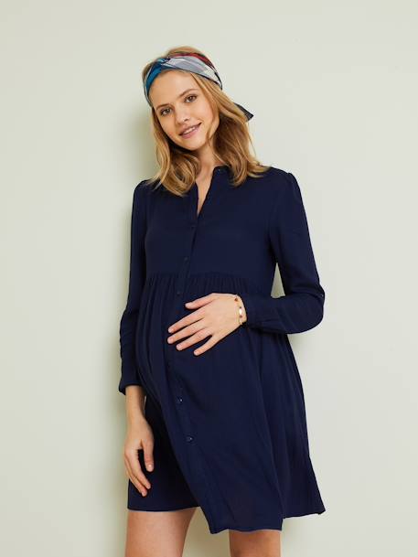 Plain Shirt Dress, Maternity & Nursing Special Dark Blue - vertbaudet enfant 