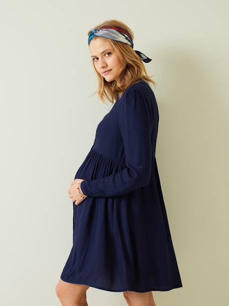 Plain Shirt Dress, Maternity & Nursing Special Dark Blue - vertbaudet enfant 