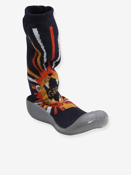 Non-Slip Slipper Socks for Boys Dark Blue/Print - vertbaudet enfant 