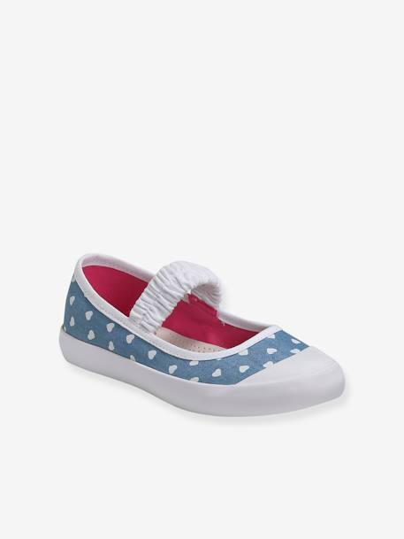 Mary Jane Shoes in Canvas for Girls Blue/Print+Gold+GREEN LIGHT SOLID+white - vertbaudet enfant 