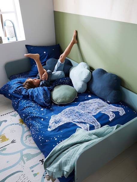 Duvet Cover + Pillowcase Set for Children, Glow-in-the-Dark Details, POLAR BEAR Dark Blue - vertbaudet enfant 