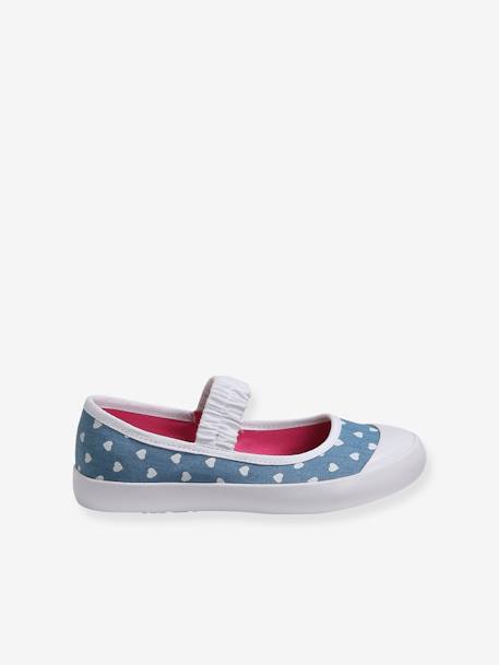 Mary Jane Shoes in Canvas for Girls Blue/Print+Gold+GREEN LIGHT SOLID - vertbaudet enfant 