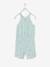 French Terry Jumpsuit with Hearts & Stripes, for Girls Light Green Stripes - vertbaudet enfant 
