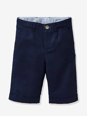 Boy's linen/cotton formalwear Bermuda shorts  - vertbaudet enfant