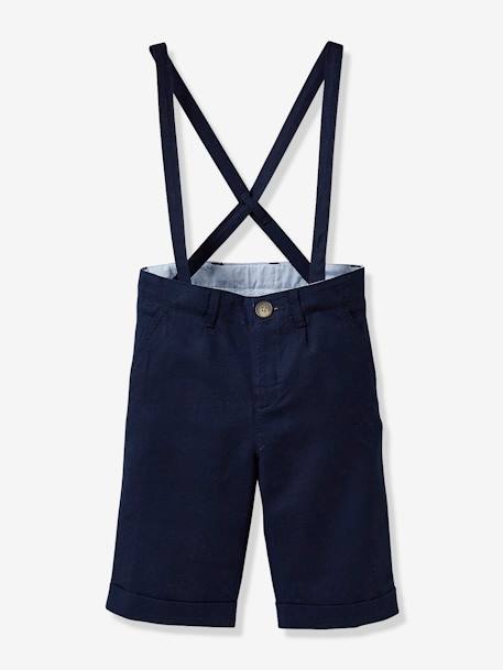 Boy's linen/cotton formalwear Bermuda shorts Dark Blue - vertbaudet enfant 