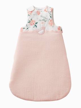 Sleeveless Baby Sleep Bag in Cotton Gauze, EAU DE ROSE Theme  - vertbaudet enfant