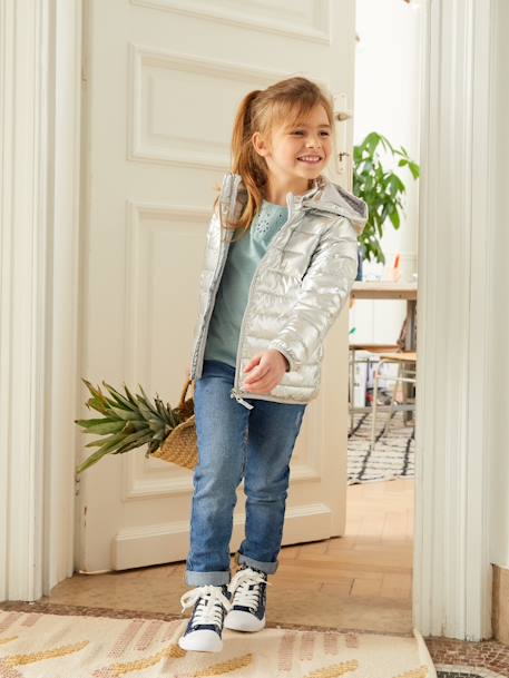 T-shirt fille détails en broderie anglaise BLANC+VERT PALE - vertbaudet enfant 