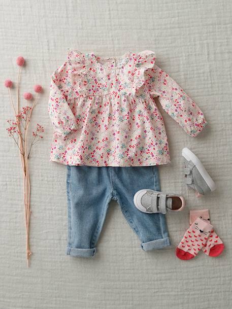 Jean bébé fille ceinture imprimée double stone - vertbaudet enfant 