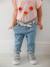 Jean bébé fille ceinture imprimée double stone - vertbaudet enfant 