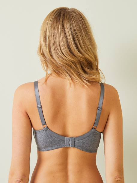 Pack of 2 Padded Bras in Stretch Cotton, Maternity & Nursing Special - grey  dark mixed color, Maternity