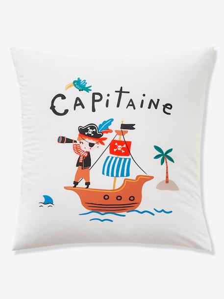 Children's Duvet Cover + Pillowcase Set, P for Pirate Theme White - vertbaudet enfant 