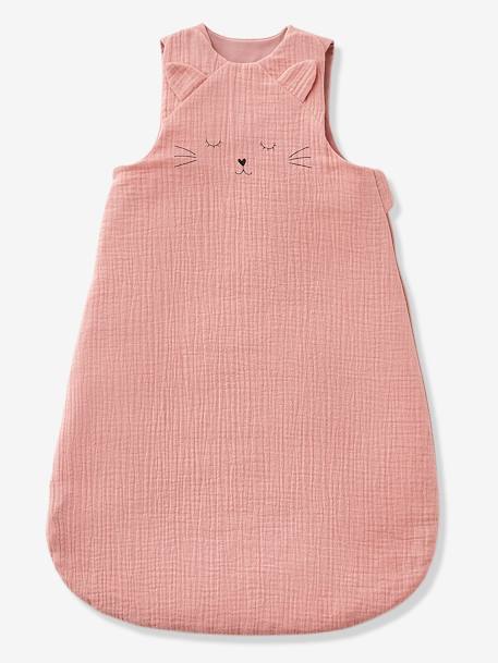 Summer Special Baby Sleep Bag in Organic* Cotton Gauze, Lovely Kitten Pink - vertbaudet enfant 