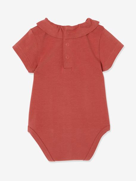 Pack of 2 Short-Sleeved Bodysuits with Fancy Collar, for Babies Blush Pink+White - vertbaudet enfant 