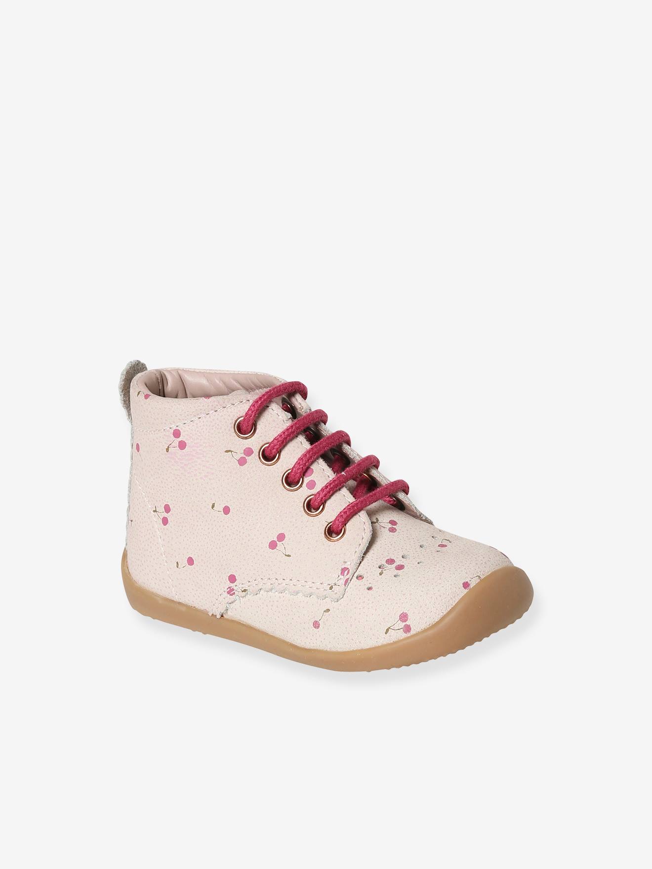 Leather Ankle Boots for Baby Girls, Designed for First Steps Light pink/print