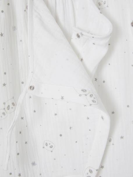Crossover Sleepsuit in Cotton Gauze, for Babies White/Print - vertbaudet enfant 