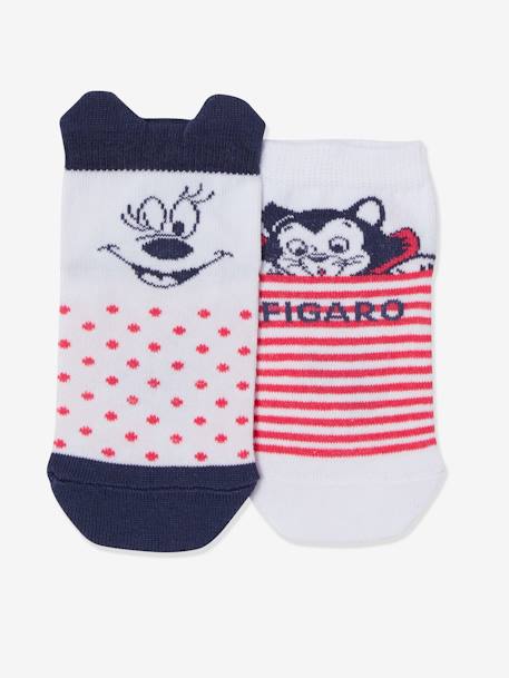 Lot de 2 paires de mi-chaussettes Disney Minnie et Figaro® blanc - vertbaudet enfant 