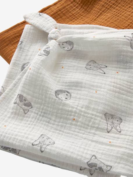 Pack of 3 Muslin Squares in Organic Cotton*, Jouy Story White - vertbaudet enfant 