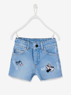 Embroidered Disney Minnie Mouse® Shorts in Denim, for Girls  - vertbaudet enfant
