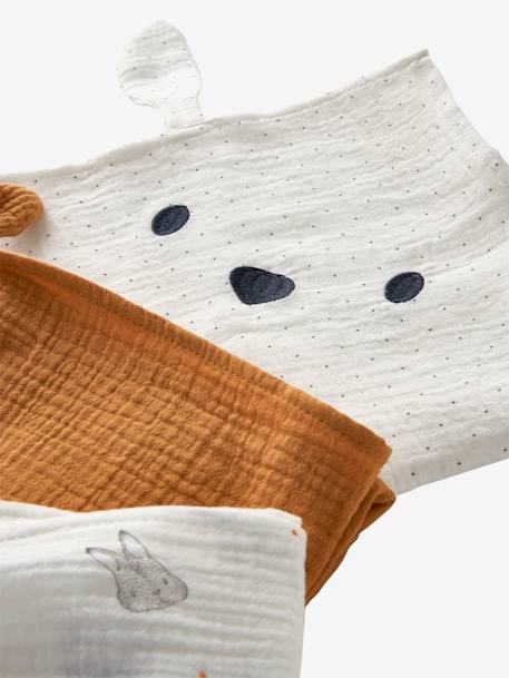 Pack of 3 Muslin Squares in Organic Cotton*, Jouy Story White - vertbaudet enfant 