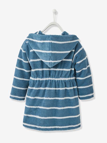 Striped Bathrobe with Hood for Children Blue Stripes - vertbaudet enfant 