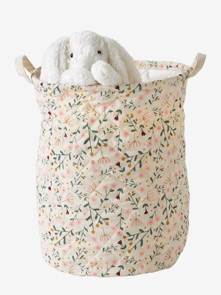Panier de rangement matelassé imprimé fleurs beige - vertbaudet enfant 