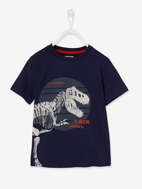 T-Shirt with Large Dinosaur, for Boys Dark Blue+mint green - vertbaudet enfant 