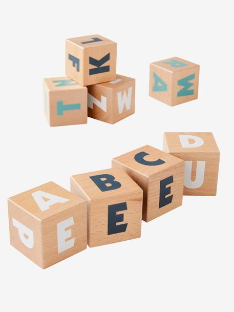 10 grands cubes lettres en bois FSC® multicolore - vertbaudet enfant 
