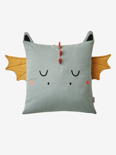 Coussin carré dragon personnalisable vert - vertbaudet enfant 
