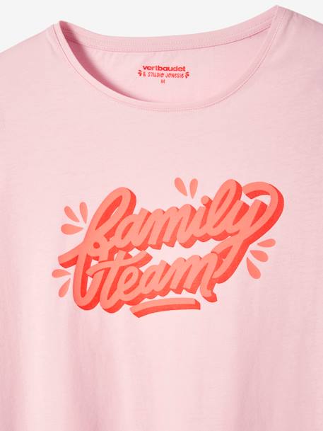 Family Team T-Shirt, Vertbaudet & Studio Jonesie Capsule Collection in Organic Cotton Light Pink - vertbaudet enfant 