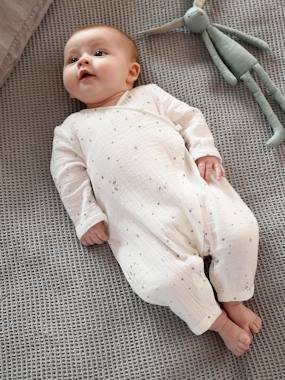 Pyjama bébé en flanelle de coton ouverture naissance - carreaux