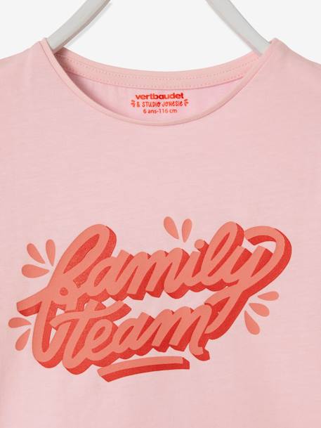 Tee-shirt fille Family team collection capsule vertbaudet et Studio Jonesie en coton bio rose - vertbaudet enfant 