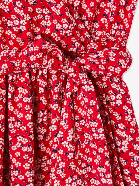 Floral Print Dress with Tie Belt for Maternity & Nursing Dark Pink/Print - vertbaudet enfant 