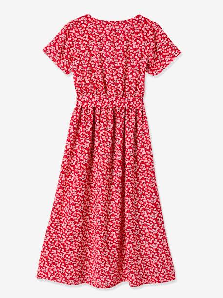 Floral Print Dress with Tie Belt for Maternity & Nursing Dark Pink/Print - vertbaudet enfant 
