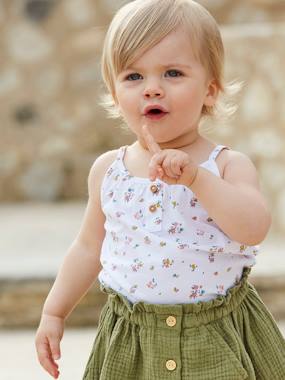 Baby-T-shirts & Roll Neck T-Shirts-Striped Sleeveless Top with Fine Straps, for Babies