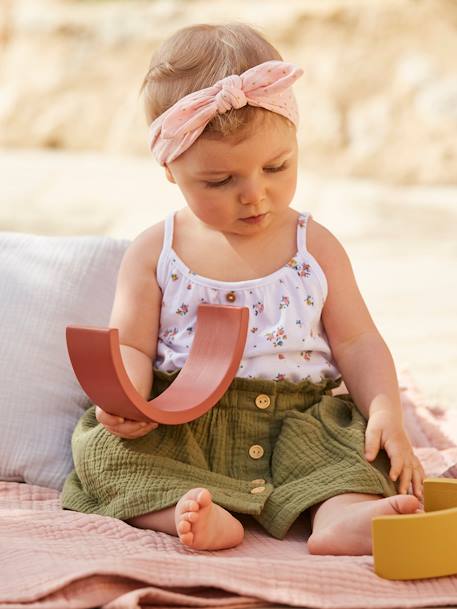 Débardeur fines bretelles bébé blanc imprimé+rose - vertbaudet enfant 