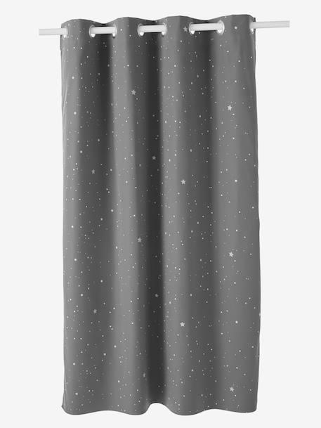 Rideau à oeillets occultant phosphorescent imprimé étoile gris - vertbaudet enfant 