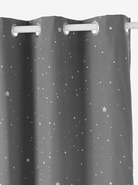 Rideau à oeillets occultant phosphorescent imprimé étoile gris - vertbaudet enfant 