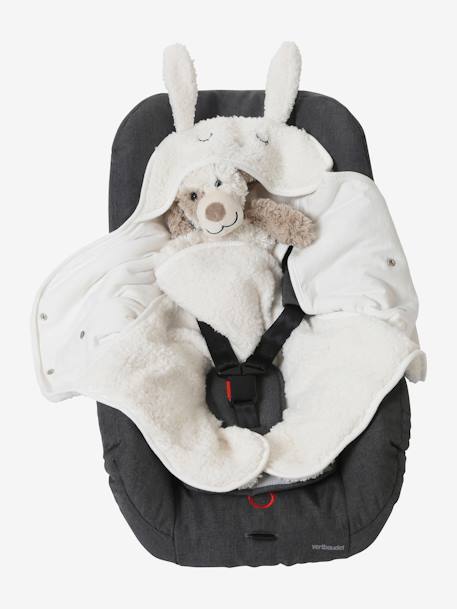 Throw Footmuff for Baby, in Plush Fabric, Lining in Jersey Knit Dark Beige+White - vertbaudet enfant 